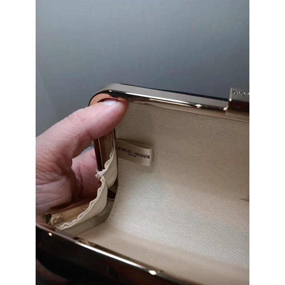 Giorgio Armani Parfums Matte Black Cosmetics Satin Snap Clutch Purse Case